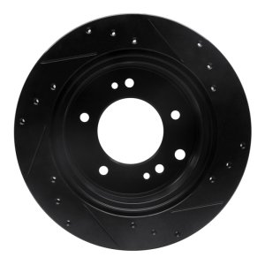 Kia Sorento Brake Rotor (1) - Rear Left - R1 Concepts - Drilled & Slotted - Black - `03-`06